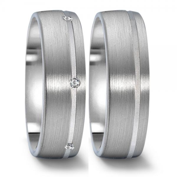 Trauringe Weissgold von Weidner 62137 + 72137